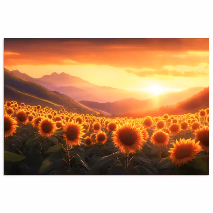 Poster - Sonnenblumen - Sonnenuntergang - Landschaft