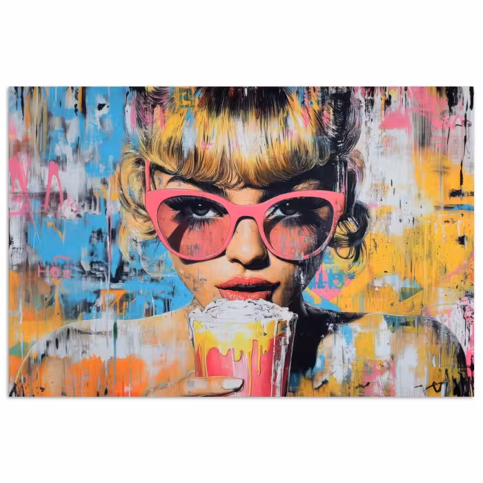 Poster - Sonnenbrille - Frau - Bunt - Farbspritzer