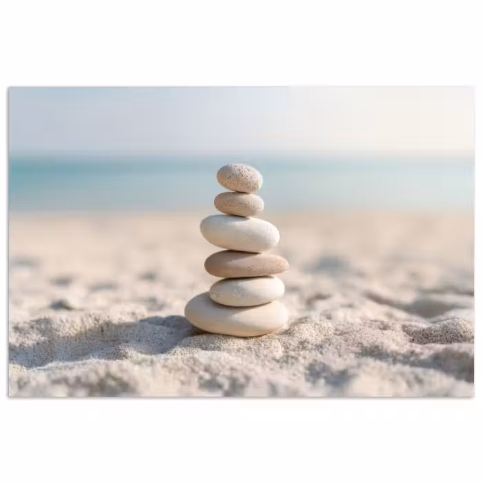 Poster - Steine - Stapel - Sand - Meer
