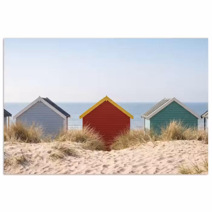 Poster - Strand - Ferienhäuser - Farbenfroh - Dünen