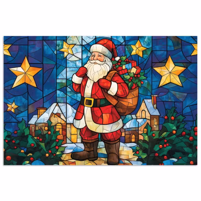 Poster - Weihnachtsmann - Glas - Farbenfroh