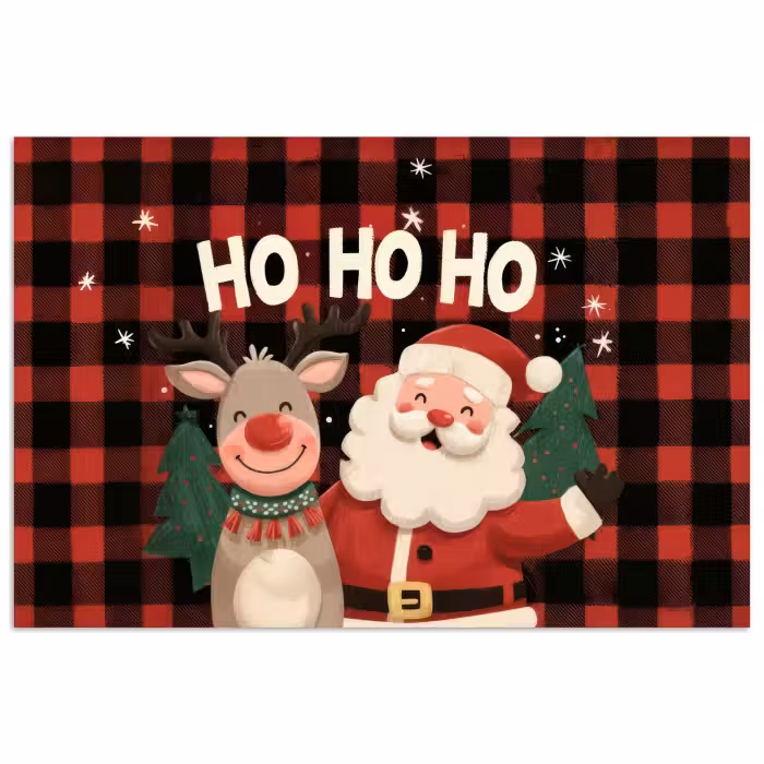 Poster - Weihnachtsmann - Rentier - Text - Rot - Schwarz