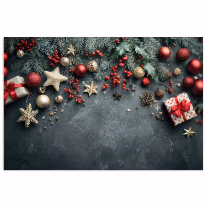 Poster - Weihnachtsrahmen - Stechpalme - Farbenfroh