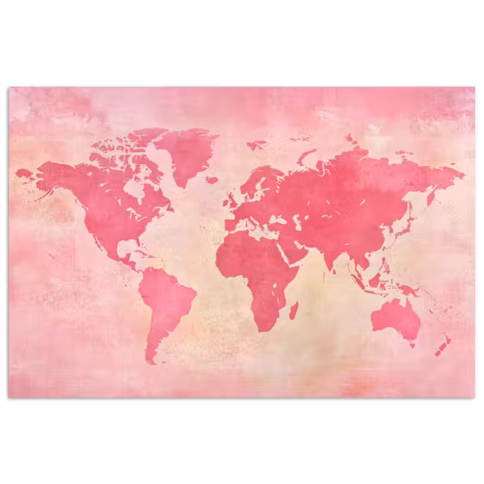 Poster - Weltkarte - Rosa - Unscharf