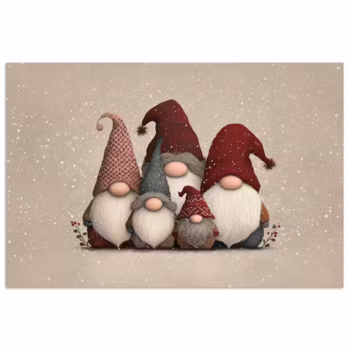 Poster - Wichtel - Weihnachten - Schnee - Zipfelmützen