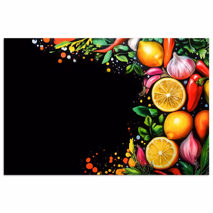 Poster - Zitronen - Paprika - Kräuter - Graffiti - Farbe - Abstrakt