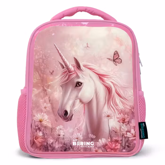 Rucksack Kind - Rosa - Einhorn - Rosa - Schmetterling - Blumen