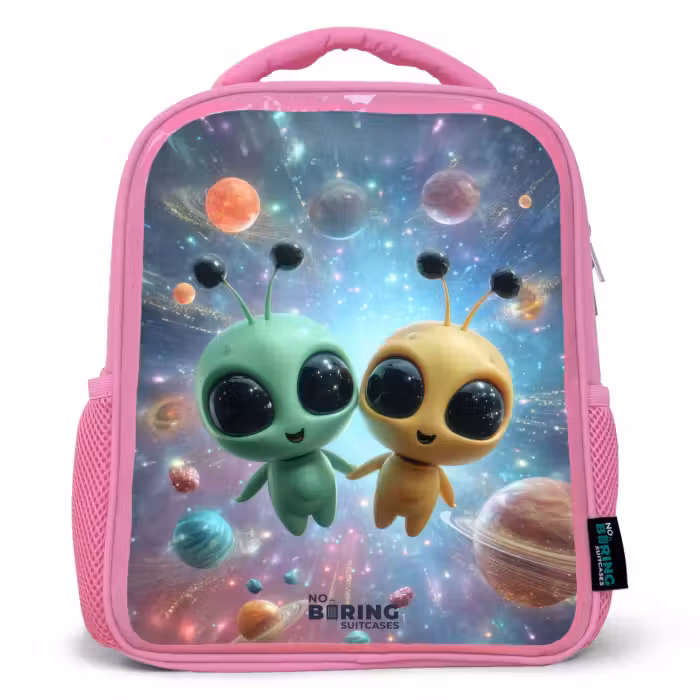 Rucksack Kind - Rosa - Fröhliche außerirdische Freunde