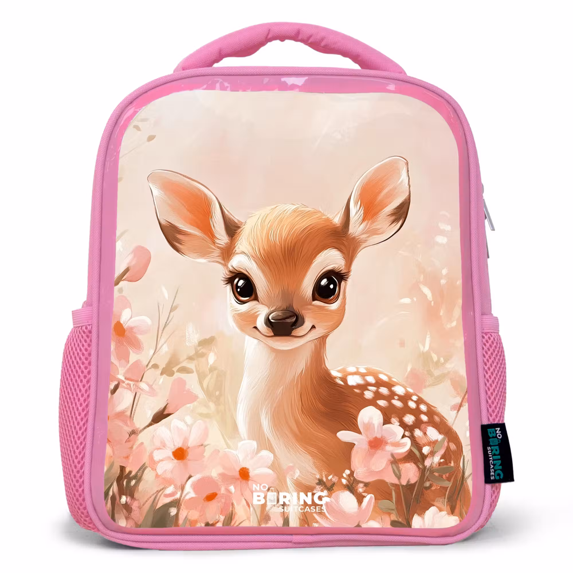 Rucksack Kind - Rosa - Hirsche - Augen - Punkte - Blumen