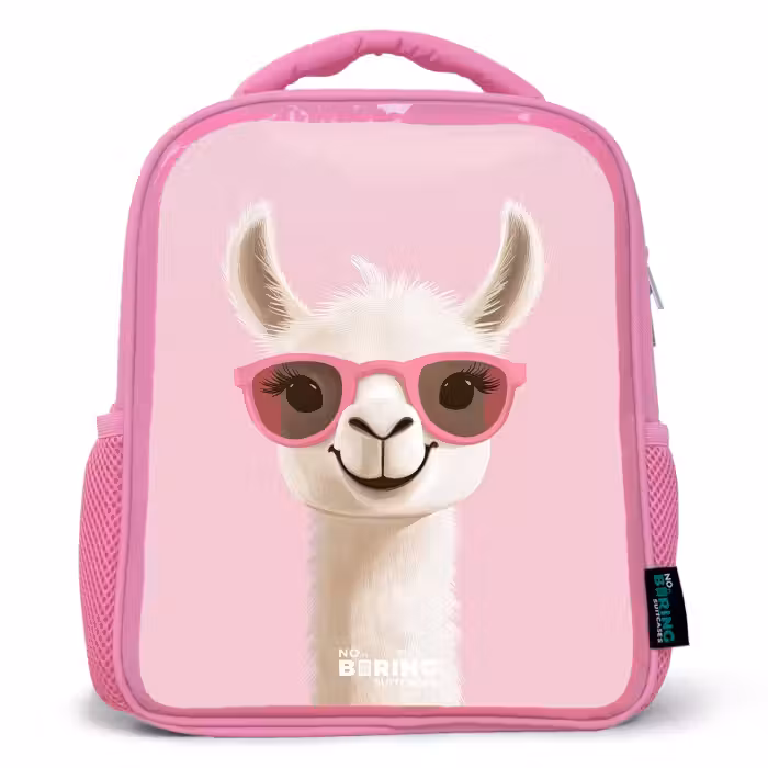 Rucksack Kind - Rosa - Lama - Weiß - Sonnenbrille - Wimpern