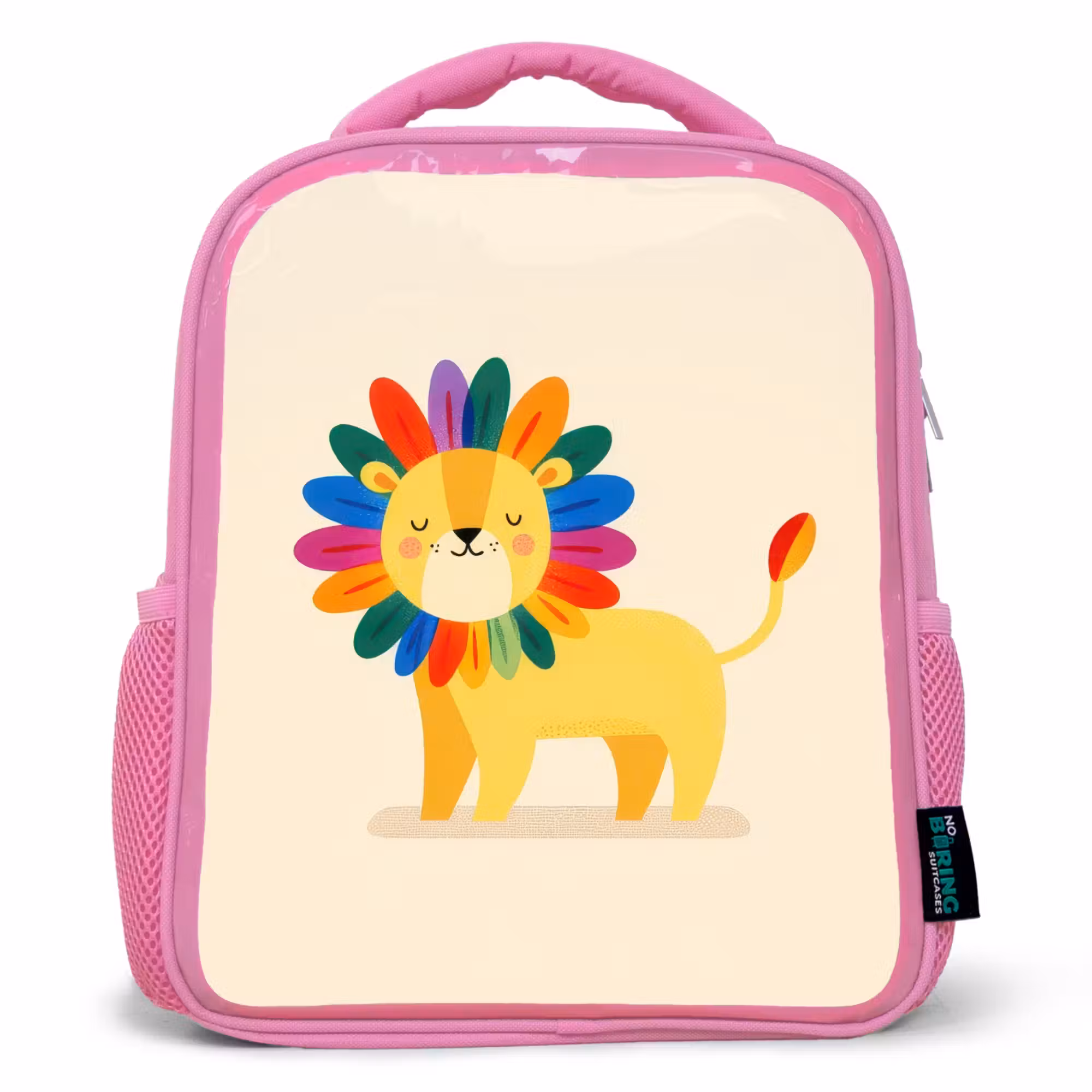 Rucksack Kind - Rosa - Löwe - Bunte Mähne - Beige