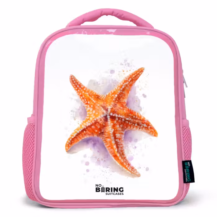 Rucksack Kind - Rosa - Orange Seestern Illustration