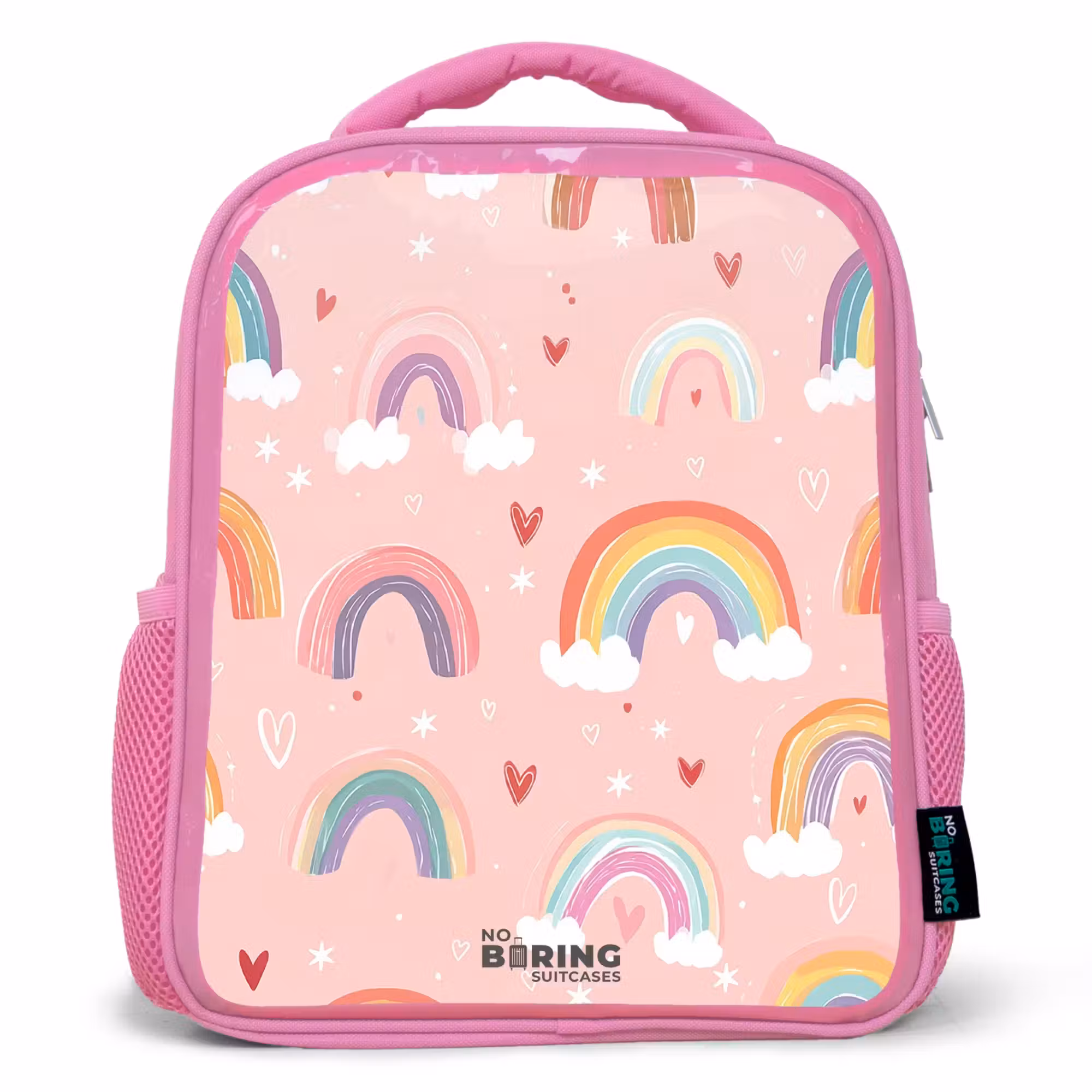 Rucksack Kind - Rosa - Regenbögen auf einem rosa Hintergrund