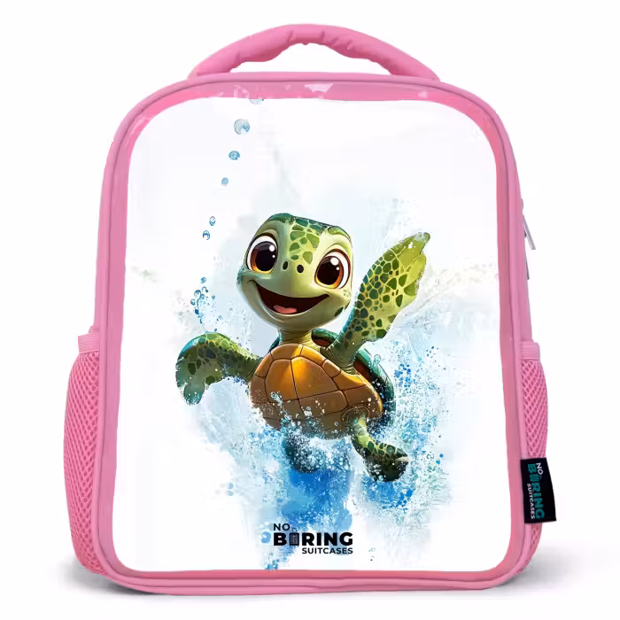 Rucksack Kind - Rosa - Schildkröte - Wasser - Grün