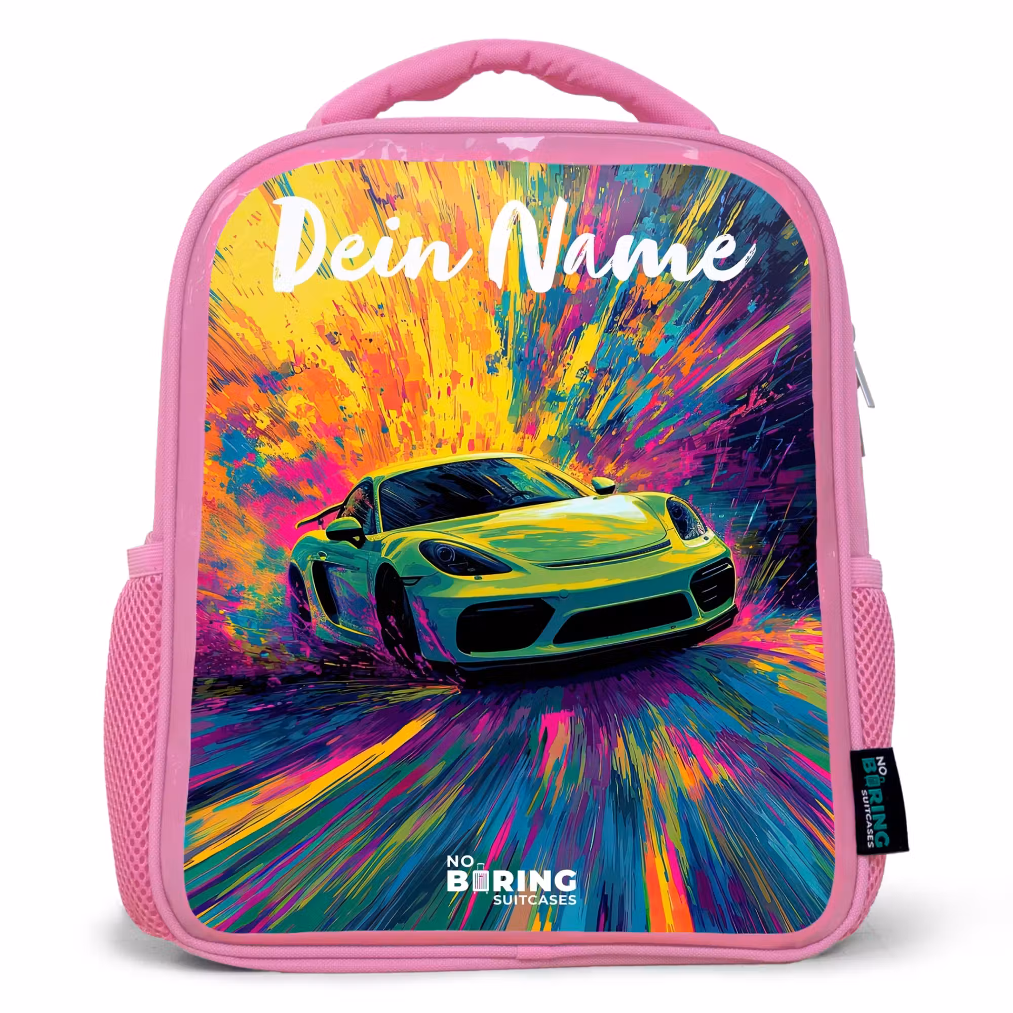 Rucksack Kind - Rosa - Sportwagen - Grün - Lackstreifen - Farben