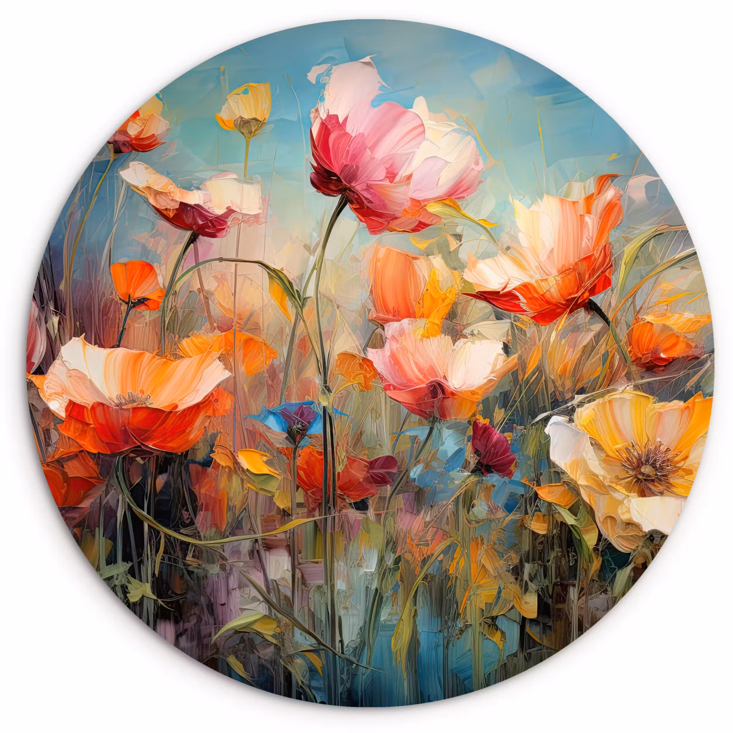 Forexbild Rund - Blumen - Aquarell - Kunst - Botanisch - Natur