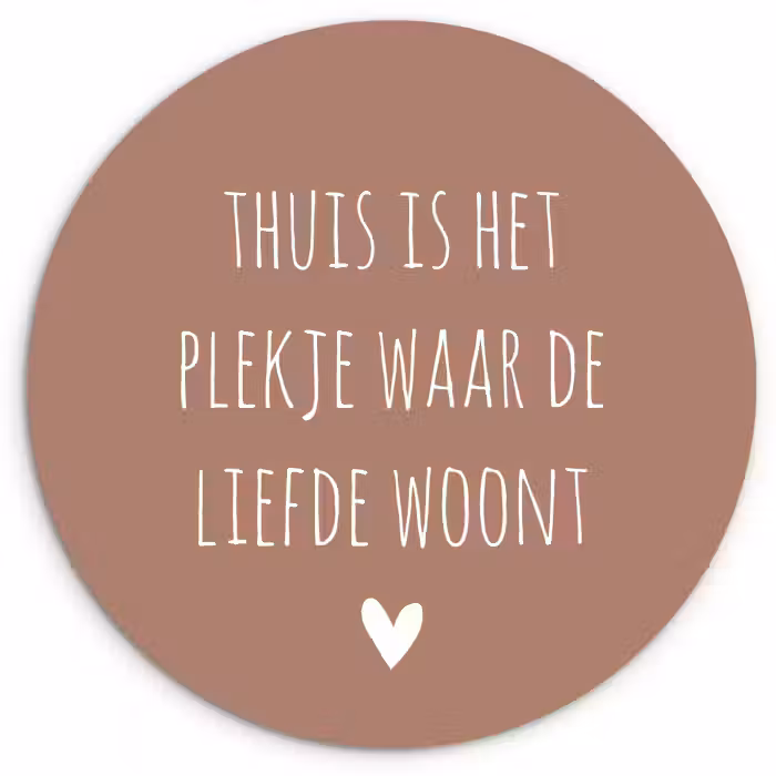 Thuis is het plekje waar de liefde woont - Quotes - Spreuken Wandcirkel kunststof plaat 5mm dik klein -3d