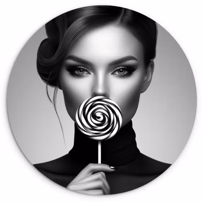 Forexbild Rund - Frau - Lolly - Schwarz