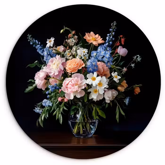 Forexbild Rund - Pastell - Blumen - Vase