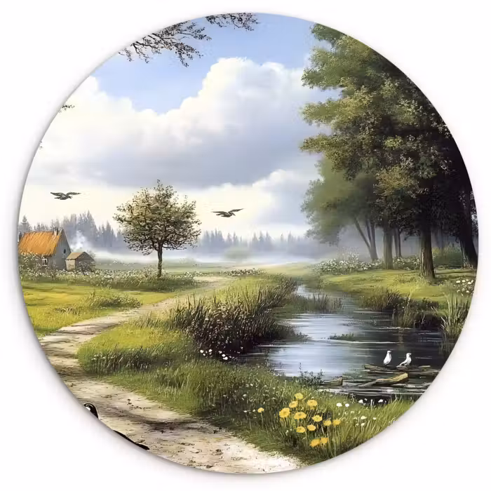 Forexbild Rund - Sandiger Weg - Grüne Landschaft - Wasser