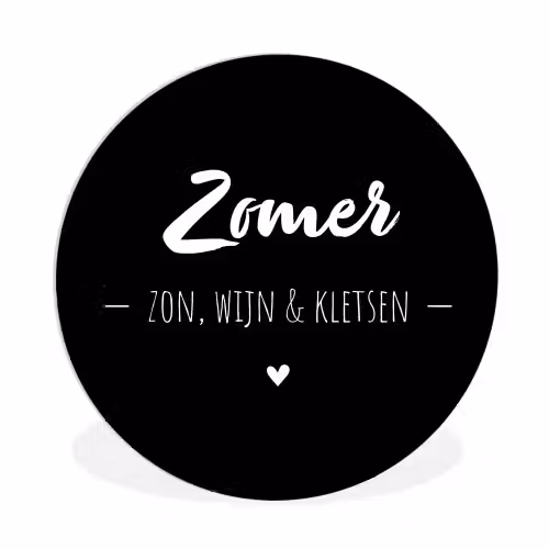 Zomer, zon, wijn & kletsen - Tekst - Zomer - Wijn - Quotes Wandcirkel kunststof plaat 5mm dik klein -3d