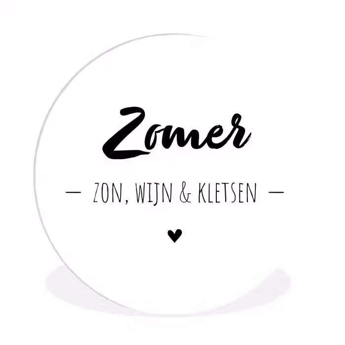 Zomer, zon, wijn & kletsen - Quotes - Tekst - Wijn - Zomer Wandcirkel kunststof plaat 5mm dik klein -3d