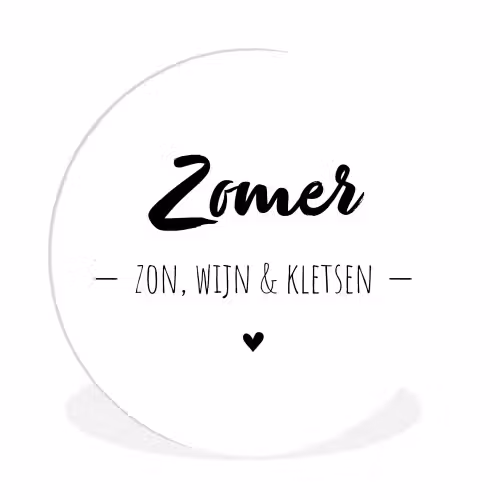 Zomer, zon, wijn & kletsen - Quotes - Tekst - Wijn - Zomer Wandcirkel kunststof plaat 5mm dik klein -3d