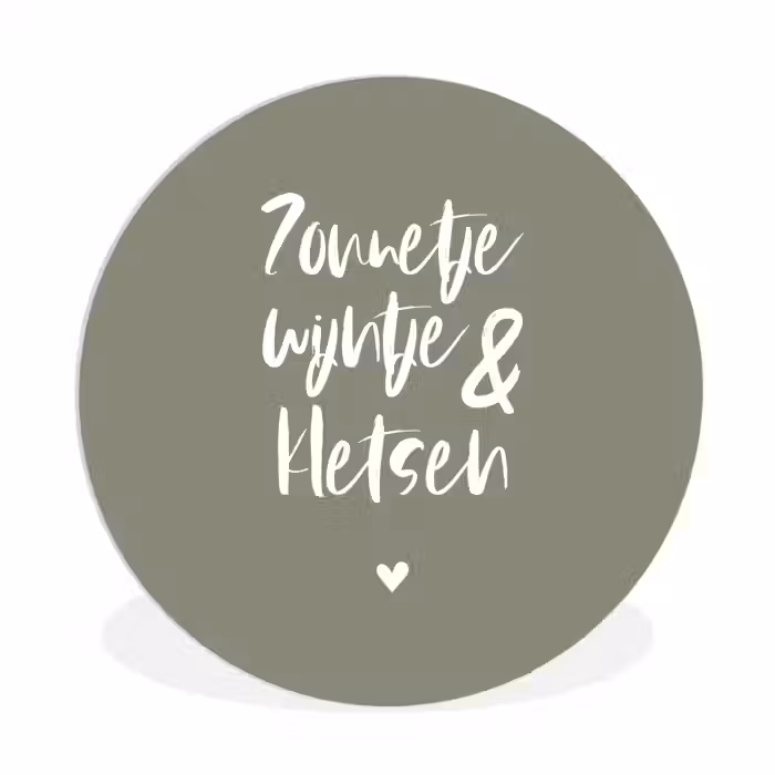 Zomer - Tekst - Zonnetje, wijntje & kletsen - Quotes Wandcirkel kunststof plaat 5mm dik klein -3d