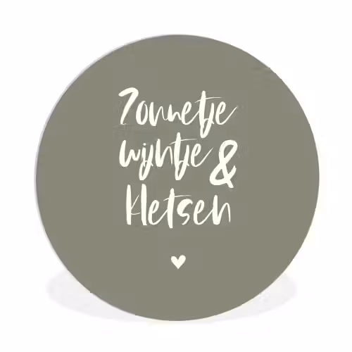 Zomer - Tekst - Zonnetje, wijntje & kletsen - Quotes Wandcirkel kunststof plaat 5mm dik klein -3d