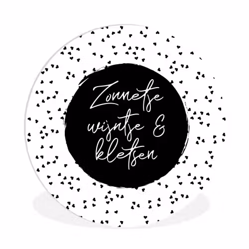 Zonnetje, wijntje & kletsen - Quotes - Tekst - Wijn - Zomer Wandcirkel kunststof plaat 5mm dik klein -3d