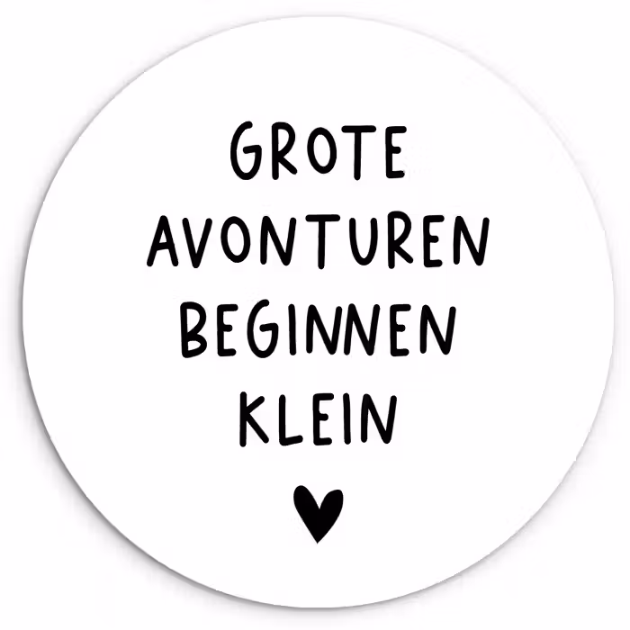 Spreuken - Grote avonturen beginnen klein - Quotes Wandcirkel kunststof plaat 5mm dik klein -3d