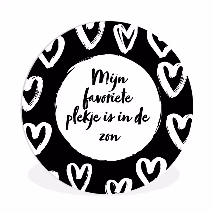 Tekst - Mijn favoriete plekje is in de zon - Quotes - Zomer - Zon Wandcirkel kunststof plaat 5mm dik klein -3d