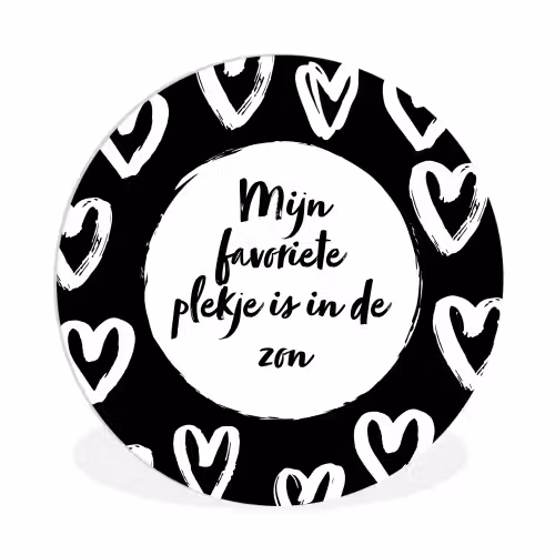 Tekst - Mijn favoriete plekje is in de zon - Quotes - Zomer - Zon Wandcirkel kunststof plaat 5mm dik klein -3d