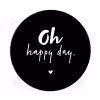 Tekst - Oh happy day - Zomer - Quotes Wandcirkel kunststof plaat 5mm dik klein -3d
