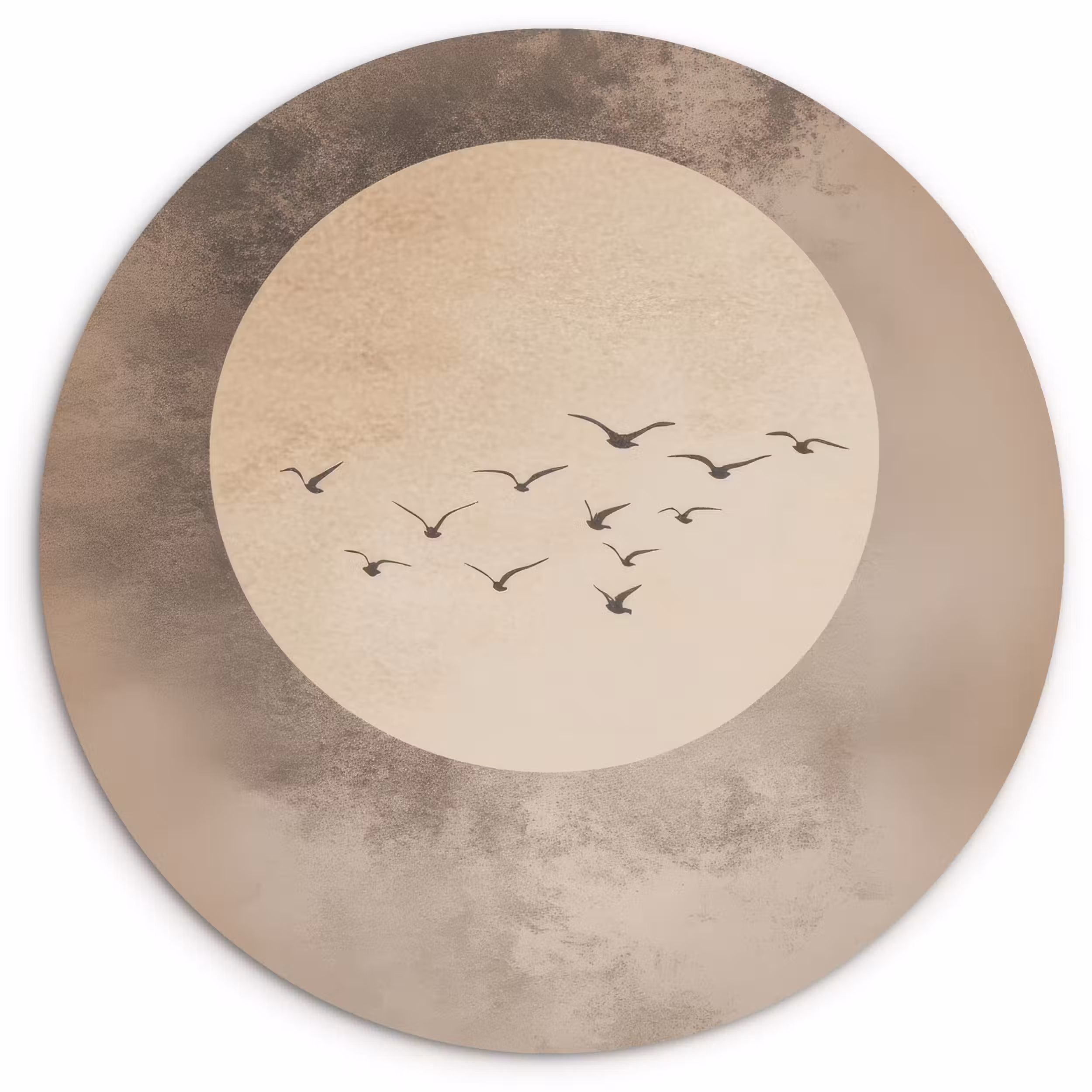 Forexbild Rund - Vogel - Beige - Japanisch