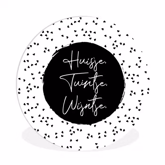 Quotes - Huisje. Tuintje. Wijntje. - Wijn - Tekst Wandcirkel kunststof plaat 5mm dik klein -3d