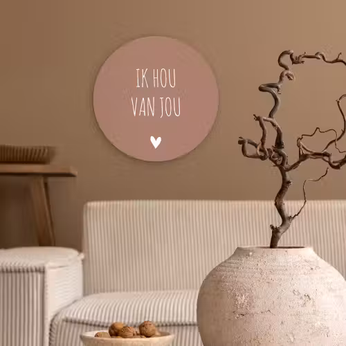 Quotes - Ik hou van jou - Spreuken Wandcirkel kunststof plaat 5mm dik klein -sfeer1