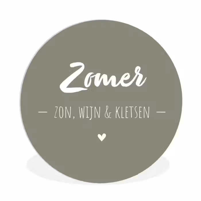 Quotes - Zomer, zon, wijn & kletsen - Tekst - Zomer Wandcirkel kunststof plaat 5mm dik klein -3d