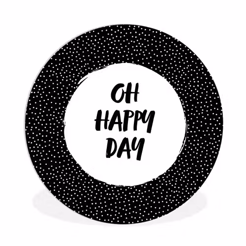 Quotes - Tekst - Oh happy day - Geluk Wandcirkel kunststof plaat 5mm dik klein -3d