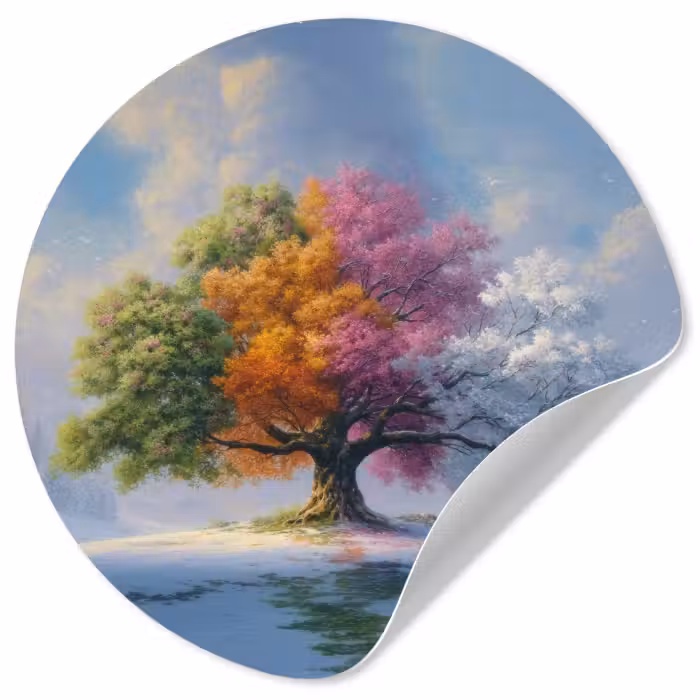 Runde Tapete - Baum - Jahreszeiten - Winter - Landschaft
