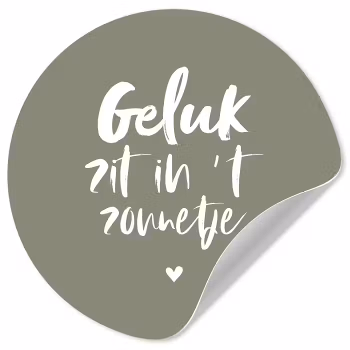 Geluk zit in 't zonnetje - Tekst - Geluk - Quotes - Zon Wandcirkel behangsticker klein -3d