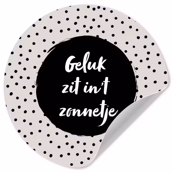 Geluk zit in 't zonnetje - Quotes - Tekst - Zomer Wandcirkel behangsticker klein -3d
