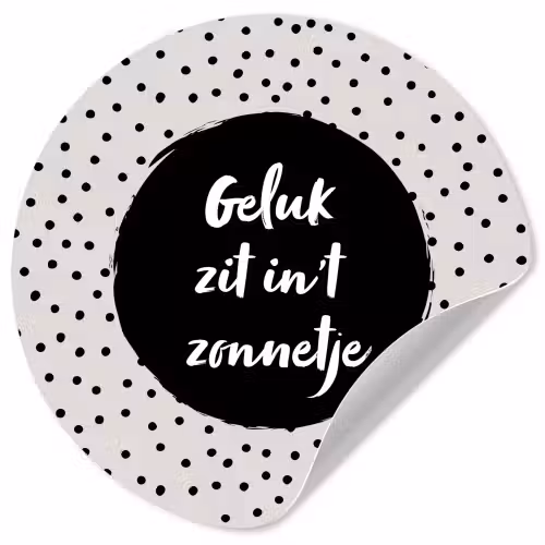 Geluk zit in 't zonnetje - Quotes - Tekst - Zomer Wandcirkel behangsticker klein -3d