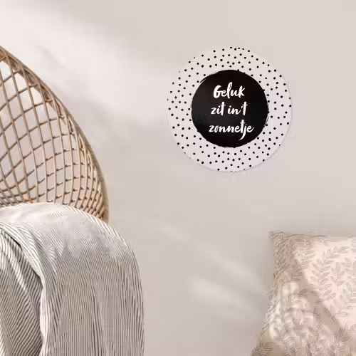 Geluk zit in 't zonnetje - Quotes - Tekst - Zomer Wandcirkel behangsticker klein -sfeer4