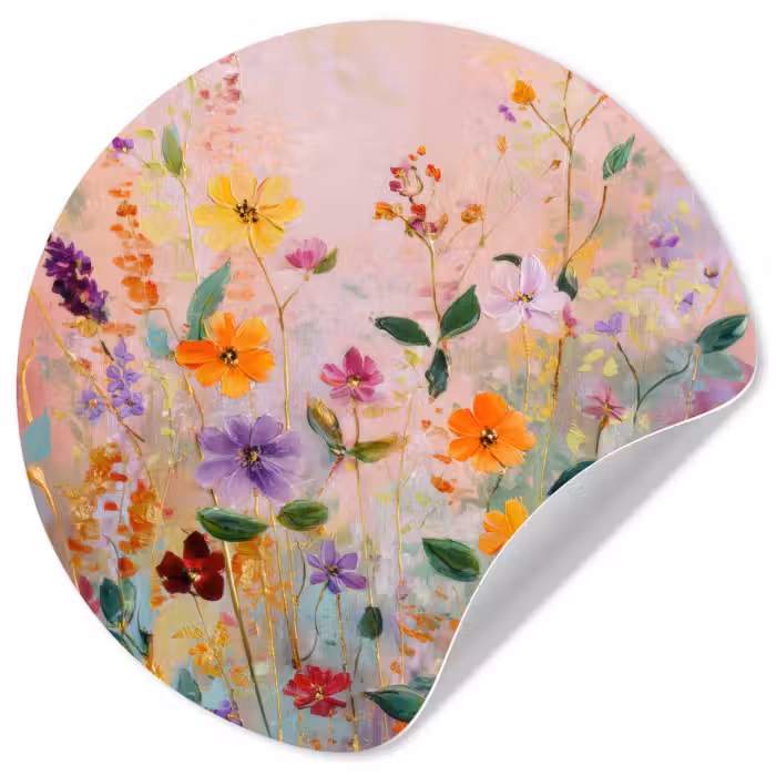 Runde Tapete - Gemälde - Blumen - Abstrakt - Farbenfroh