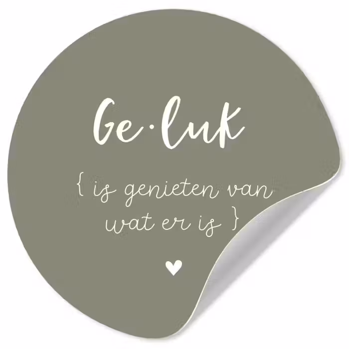 Geluk is genieten van wat er is - Quotes - Geluk definitie - Tekst - Woordenboek Wandcirkel behangsticker klein -3d