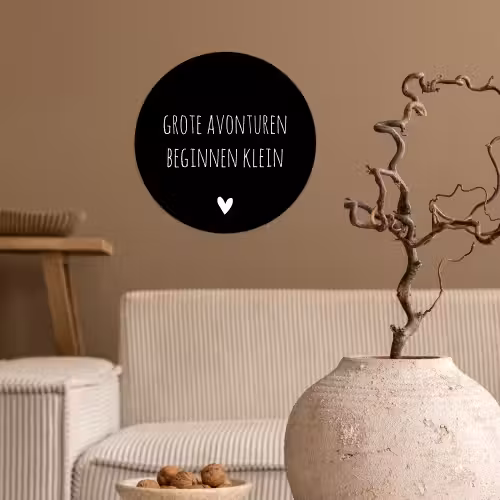 Grote avonturen beginnen klein - Spreuken - Quotes Wandcirkel behangsticker klein -sfeer1