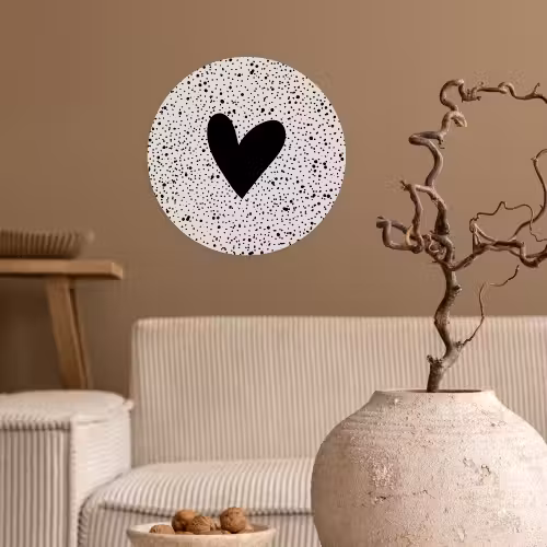 Hartje - Stippen - Beige Wandcirkel behangsticker klein -sfeer1