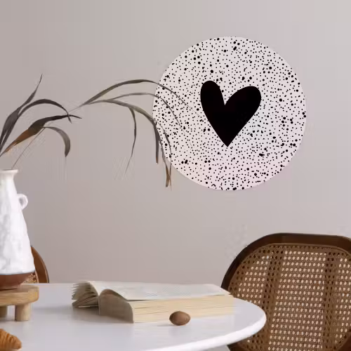Hartje - Stippen - Beige Wandcirkel behangsticker klein -sfeer3