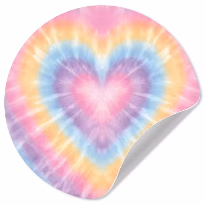 Runde Tapete - Herzform - Pastellfarben - Tie Dye